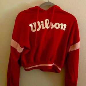 Red cropped hoodie Wilson logo, forever 21